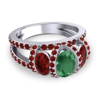 Three Stone Oval Pave Vapra Ring