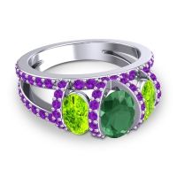 Three Stone Oval Pave Vapra Ring