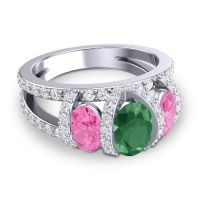 Three Stone Oval Pave Vapra Ring