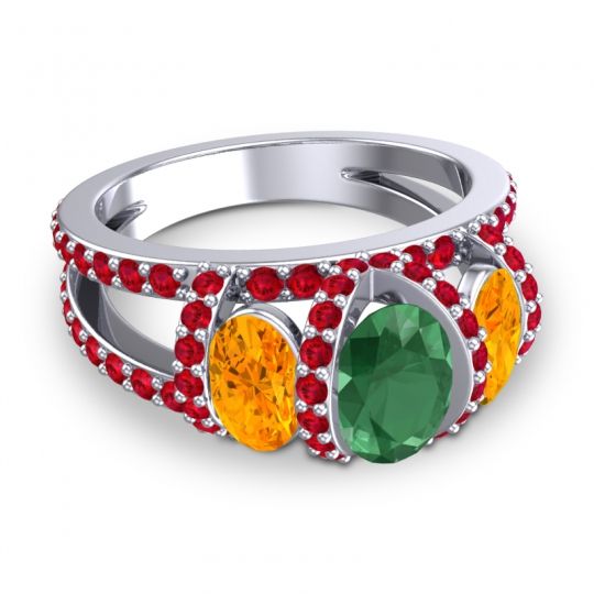 Three Stone Oval Pave Vapra Ring