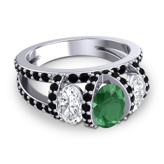 Three Stone Oval Pave Vapra Ring