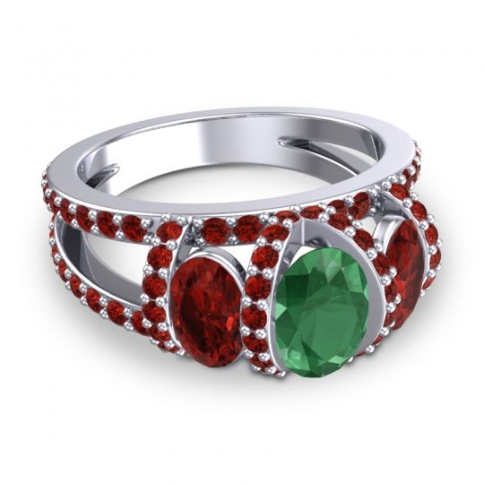 Three Stone Oval Pave Vapra Ring