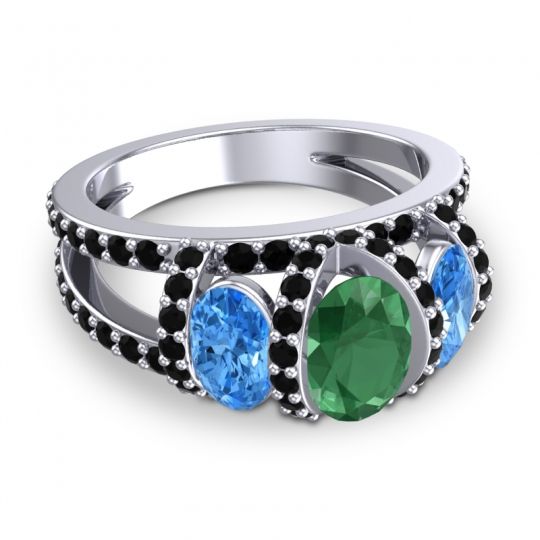 Three Stone Oval Pave Vapra Ring