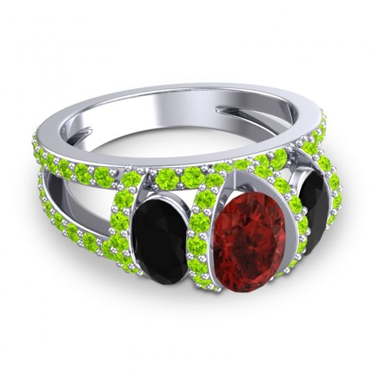 Three Stone Oval Pave Vapra Ring