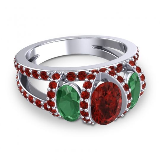 Three Stone Oval Pave Vapra Ring