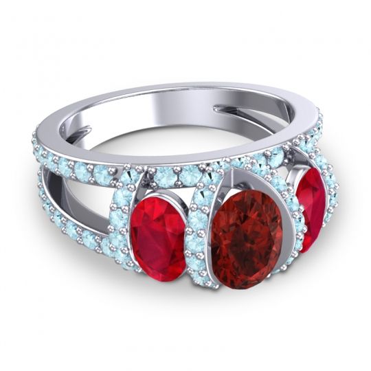 Three Stone Oval Pave Vapra Ring