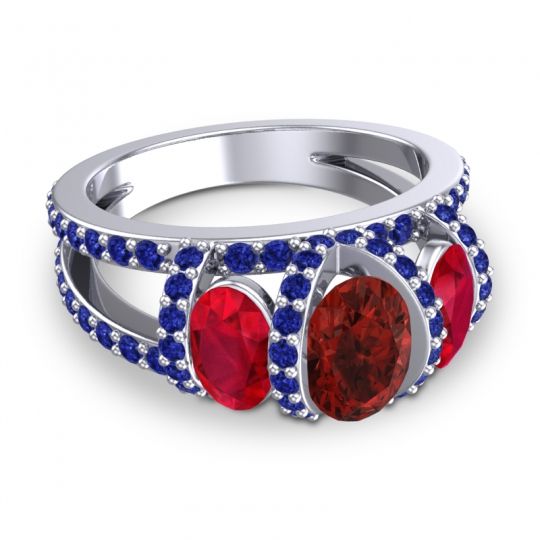 Three Stone Oval Pave Vapra Ring