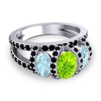 Three Stone Oval Pave Vapra Ring