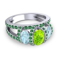 Three Stone Oval Pave Vapra Ring