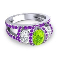 Three Stone Oval Pave Vapra Ring