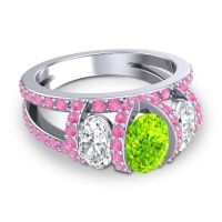 Three Stone Oval Pave Vapra Ring