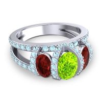 Three Stone Oval Pave Vapra Ring