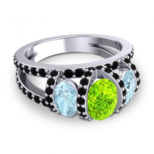 Three Stone Oval Pave Vapra Ring