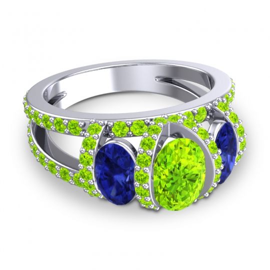 Three Stone Oval Pave Vapra Ring