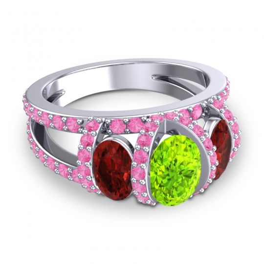 Three Stone Oval Pave Vapra Ring