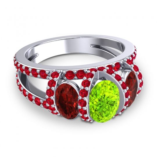 Three Stone Oval Pave Vapra Ring