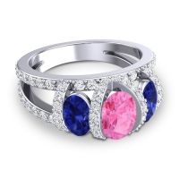 Three Stone Oval Pave Vapra Ring