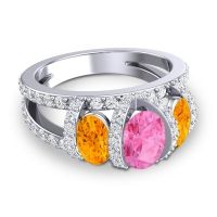 Three Stone Oval Pave Vapra Ring