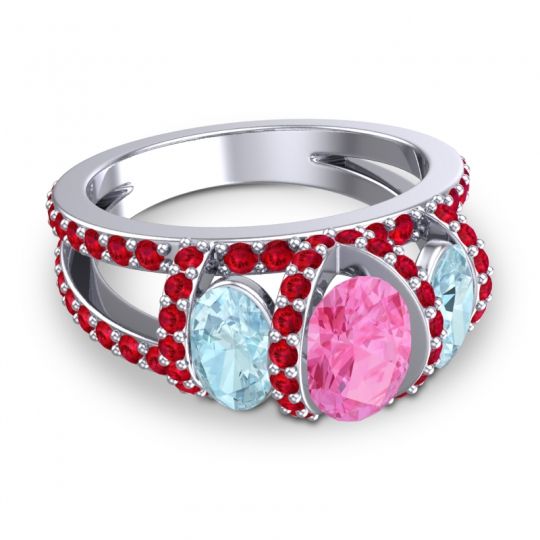 Three Stone Oval Pave Vapra Ring