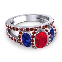 Three Stone Oval Pave Vapra Ring