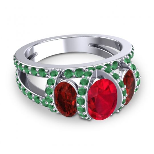 Three Stone Oval Pave Vapra Ring
