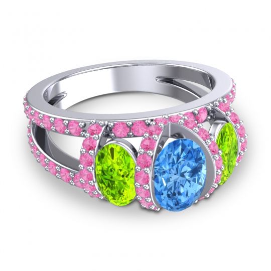 Three Stone Oval Pave Vapra Ring