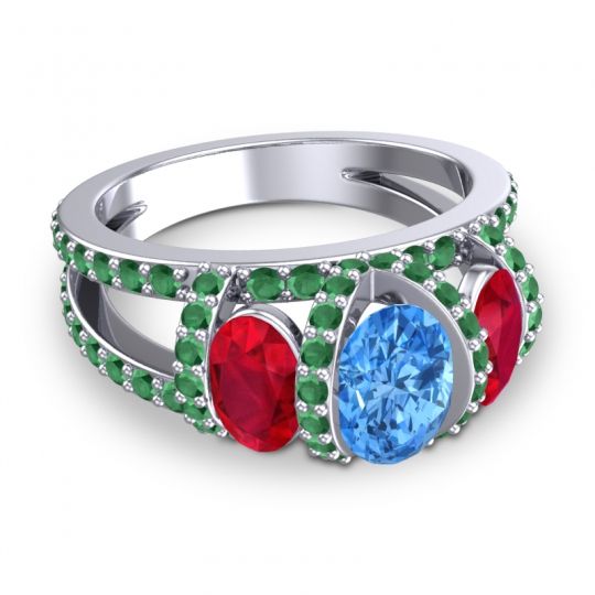 Three Stone Oval Pave Vapra Ring