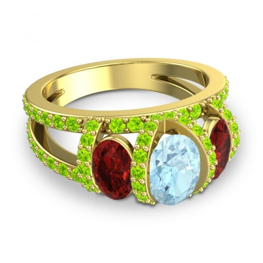 Three Stone Oval Pave Vapra Ring