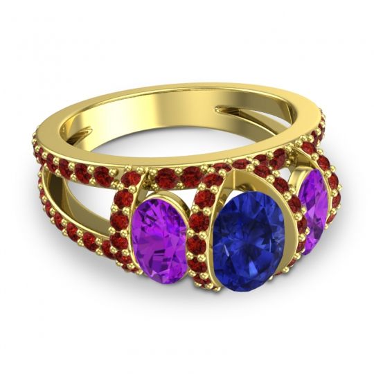 Three Stone Oval Pave Vapra Ring