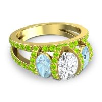 Three Stone Oval Pave Vapra Ring
