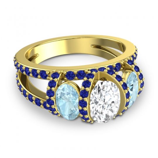 Three Stone Oval Pave Vapra Ring