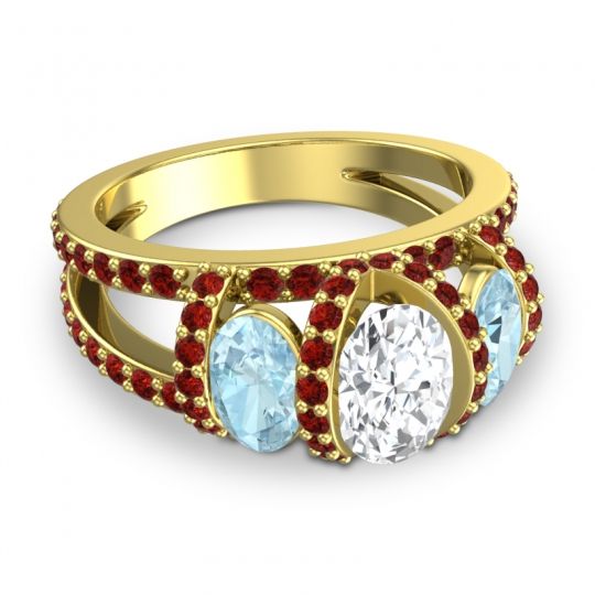 Three Stone Oval Pave Vapra Ring