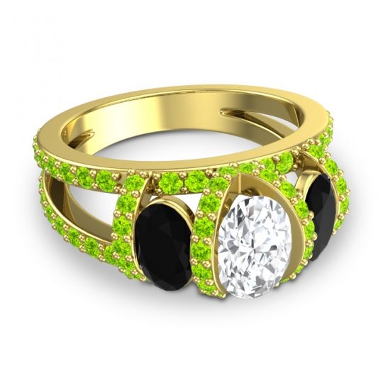 Three Stone Oval Pave Vapra Ring