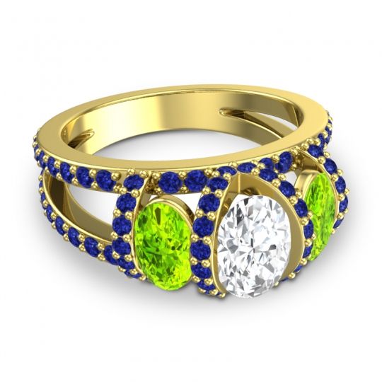 Three Stone Oval Pave Vapra Ring