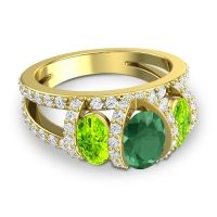 Three Stone Oval Pave Vapra Ring
