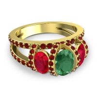 Three Stone Oval Pave Vapra Ring