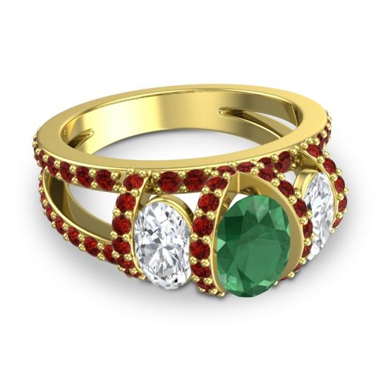 Three Stone Oval Pave Vapra Ring