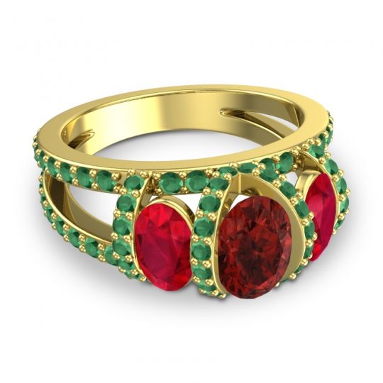 Three Stone Oval Pave Vapra Ring