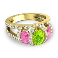 Three Stone Oval Pave Vapra Ring