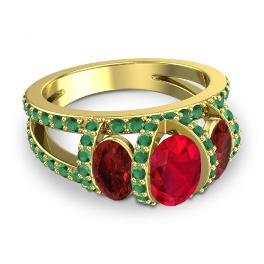 Three Stone Oval Pave Vapra Ring