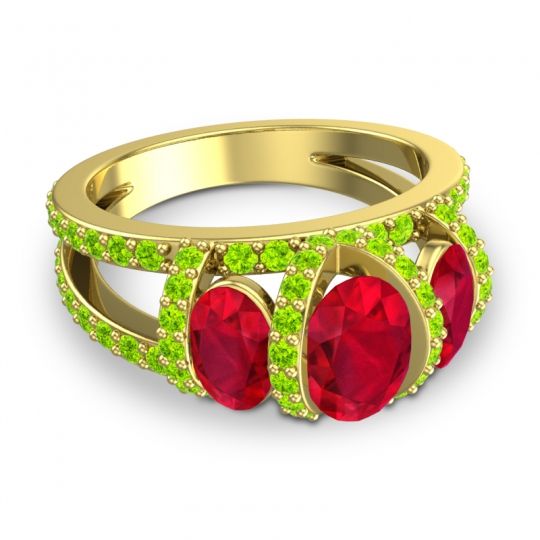 Three Stone Oval Pave Vapra Ring