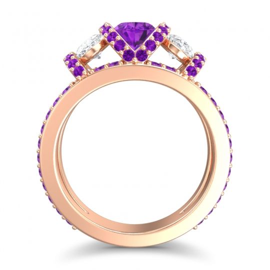 Three Stone Oval Pave Vapra Ring