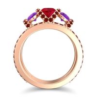 Three Stone Oval Pave Vapra Ring