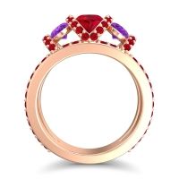 Three Stone Oval Pave Vapra Ring