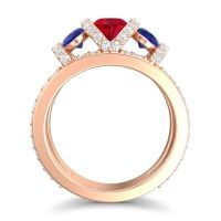 Three Stone Oval Pave Vapra Ring