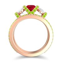 Three Stone Oval Pave Vapra Ring