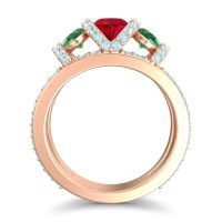 Three Stone Oval Pave Vapra Ring