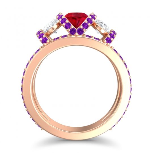 Three Stone Oval Pave Vapra Ring