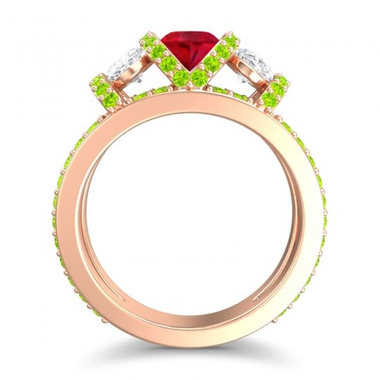 Three Stone Oval Pave Vapra Ring