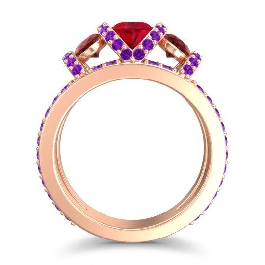 Three Stone Oval Pave Vapra Ring